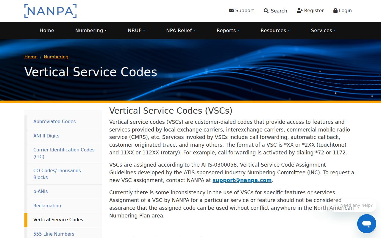Florida phone codes list of vertical service codes at NANPA