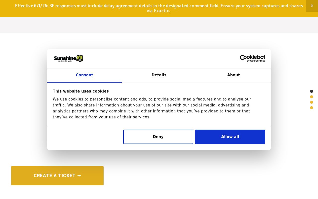Florida phone codes portal for Sunshine 811 dig requests