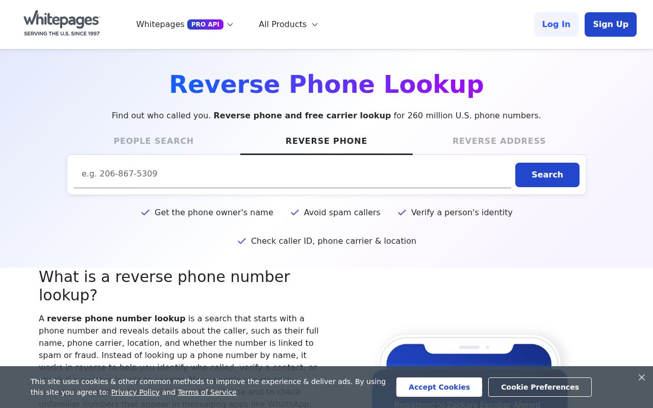 Florida phone numbers reverse search on Whitepages